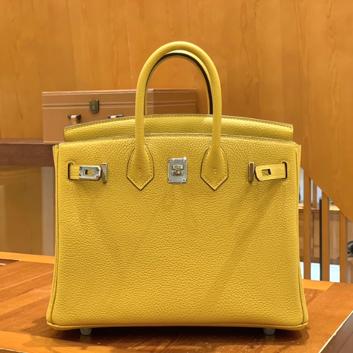 그린엘 에르메스 버킨 25 토고가죽 앰버 옐로우 실버 버클