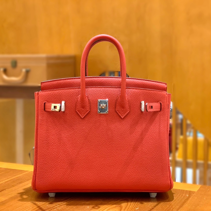 그린엘 에르메스 버킨 25 토고가죽 하트 레드 은장 버클