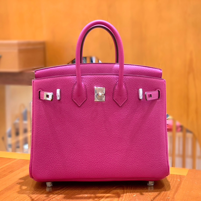 그린엘 에르메스 버킨 25 토고가죽 로즈 퍼플 은장 버클