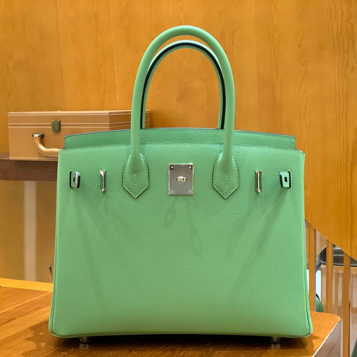 그린엘 에르메스 버킨 30 엡송가죽 아보카도 그린 은장 버클