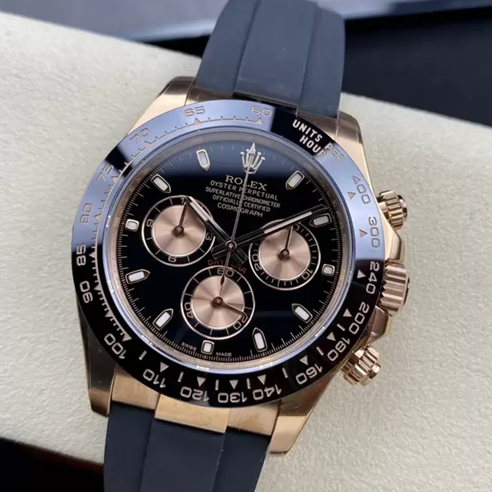 클린공장 롤렉스 데이토나 검판 다이얼 로즈골드 금통 러버밴드 116515ln
