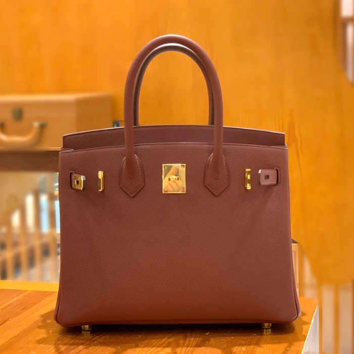 그린엘 에르메스 버킨 30 엡송가죽 와인 레드 금장 버클