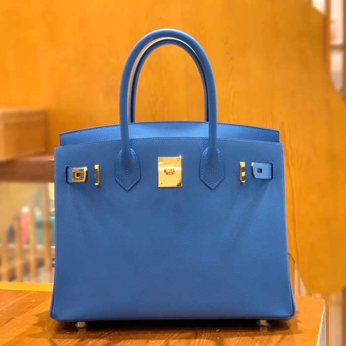 그린엘 에르메스 버킨 30 엡송가죽 에게해 블루 금장 버클
