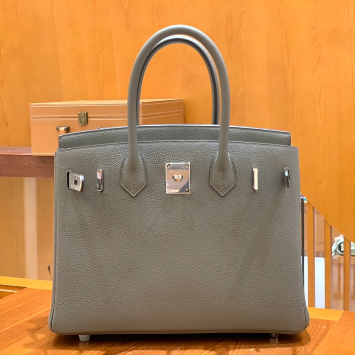 그린엘 에르메스 버킨 30 토고가죽 퓨어 그레이 실버 버클