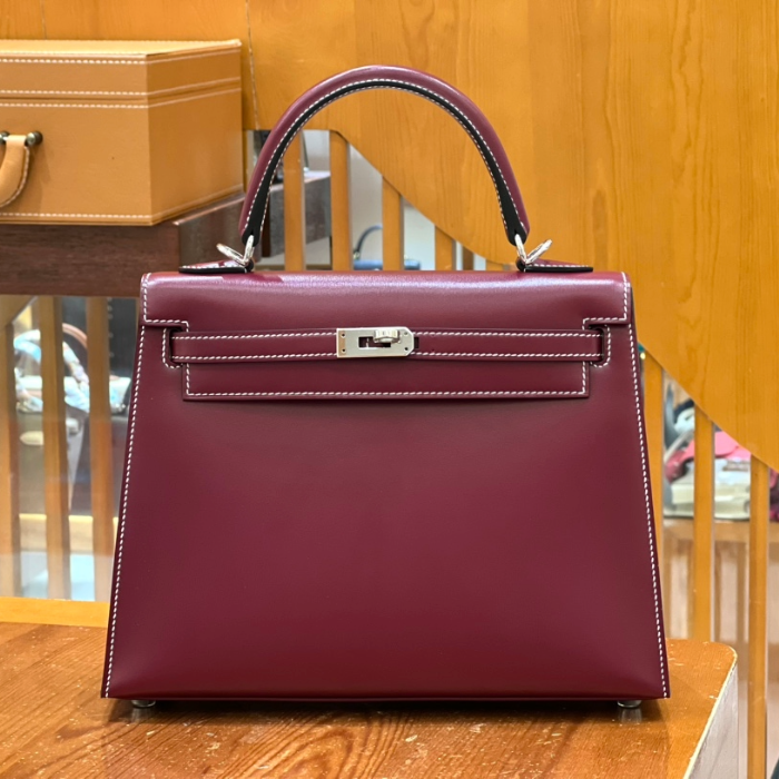 그린엘 에르메스 켈리 25 엡송 빈티지 레드 실버 버클