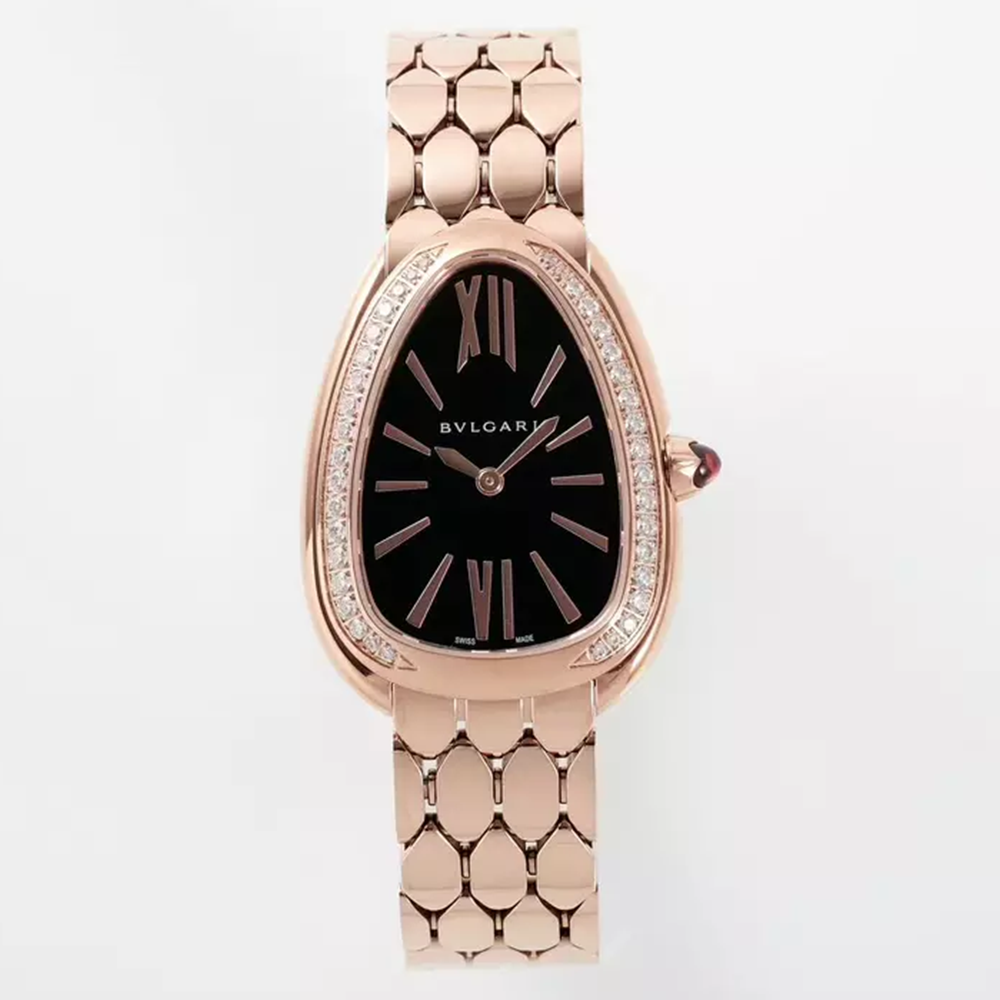 BV공장 불가리 세르펜티 세두토리 워치 블랙 다이얼 다이아 베젤 로즈골드 33mm 103453