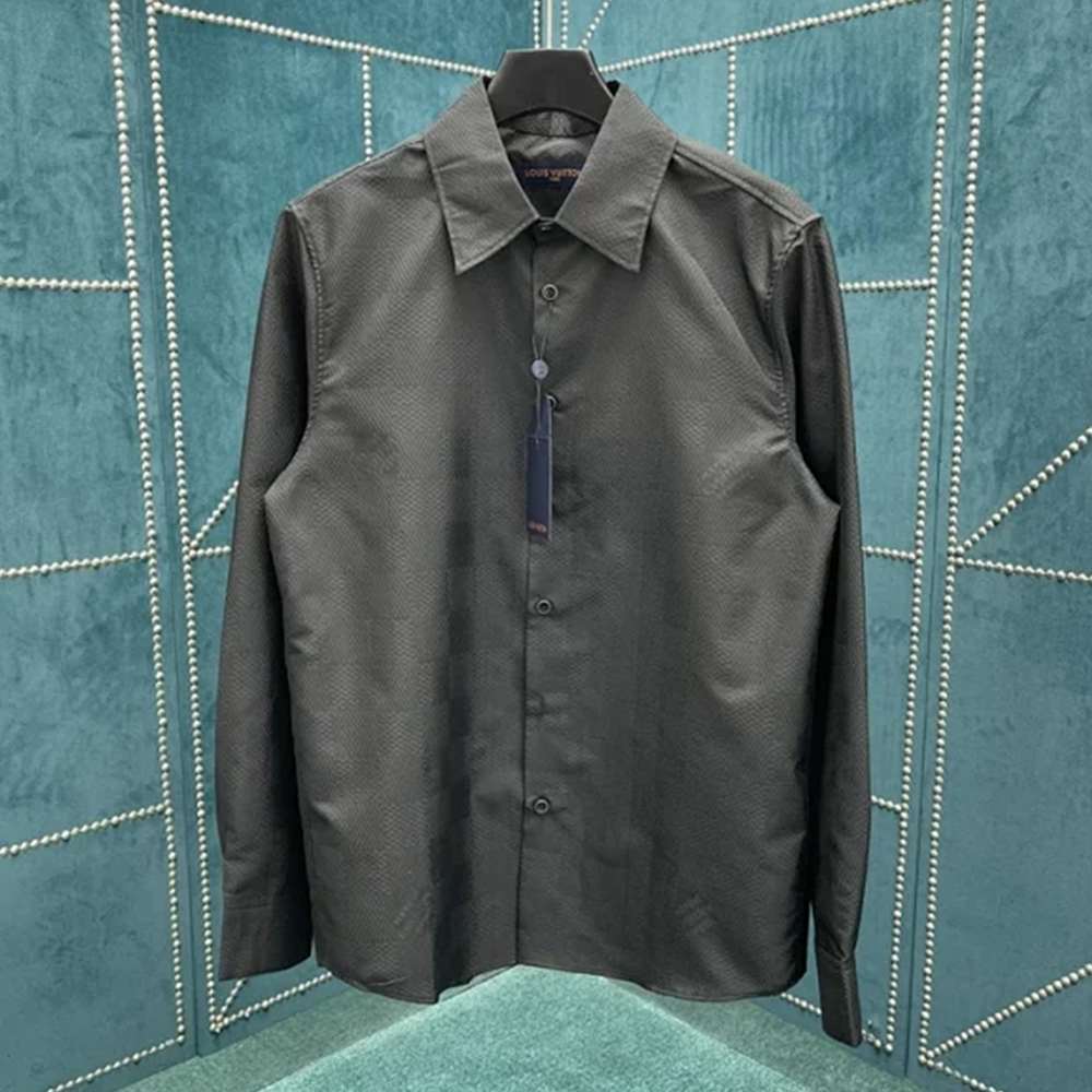 루이비통 다미에 자카드 코튼 셔츠 블랙