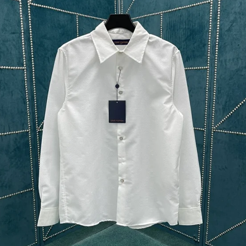 루이비통 다미에 자카드 코튼 셔츠 화이트