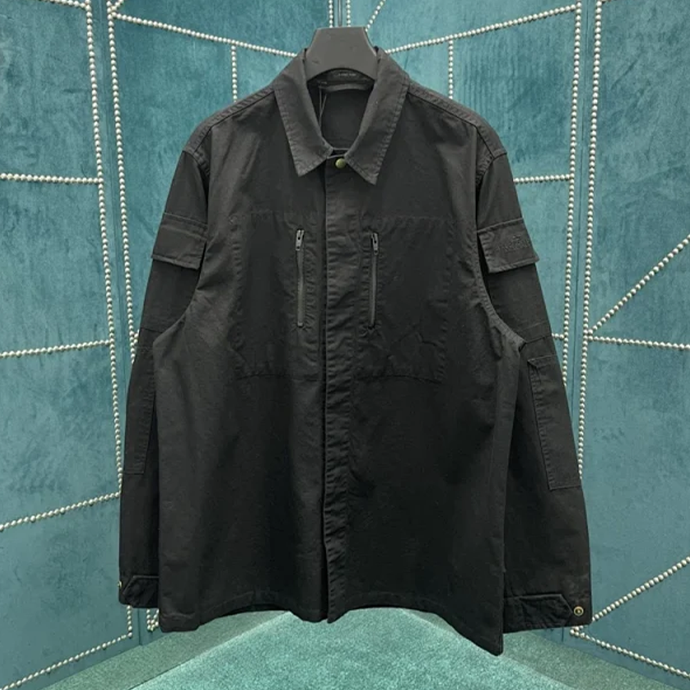 발렌시아가 솔리드 싱글 지퍼 셔츠 블랙