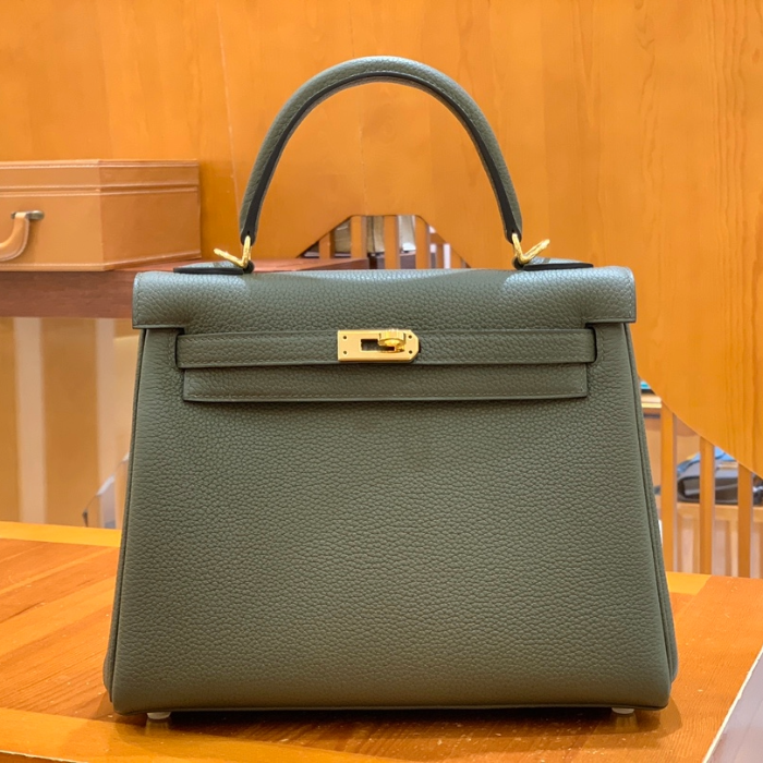그린엘 에르메스 켈리 25 토고 그레이 그린 골드 버클