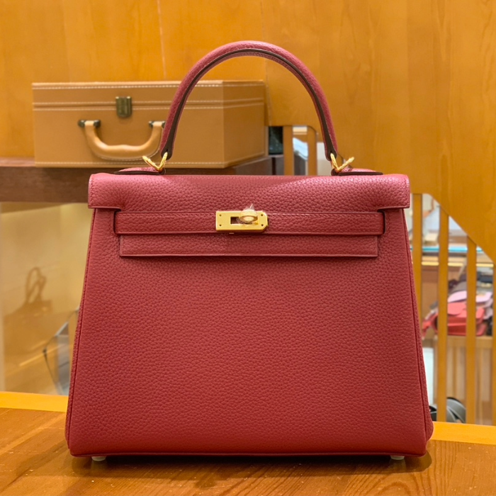그린엘 에르메스 켈리 25 토고 석류 레드 골드 버클