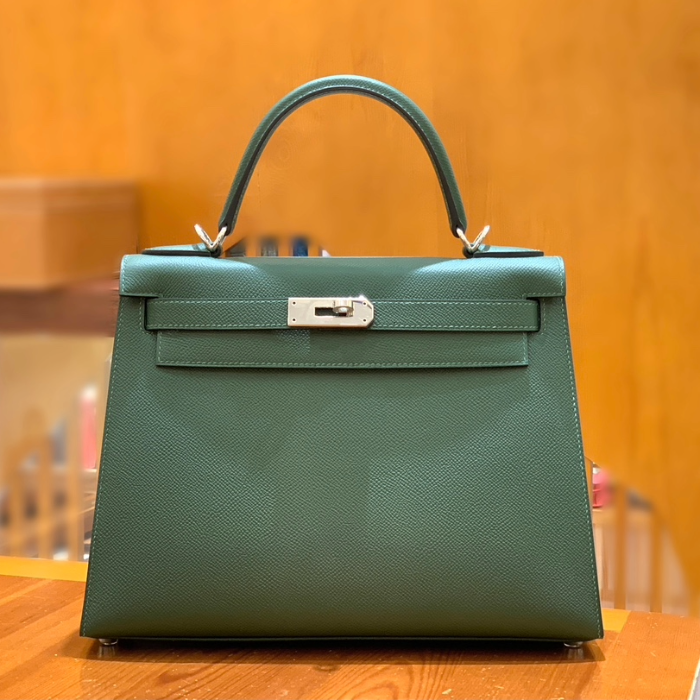 그린엘 에르메스 켈리 28 엡송 브리티시 그린 실버 버클