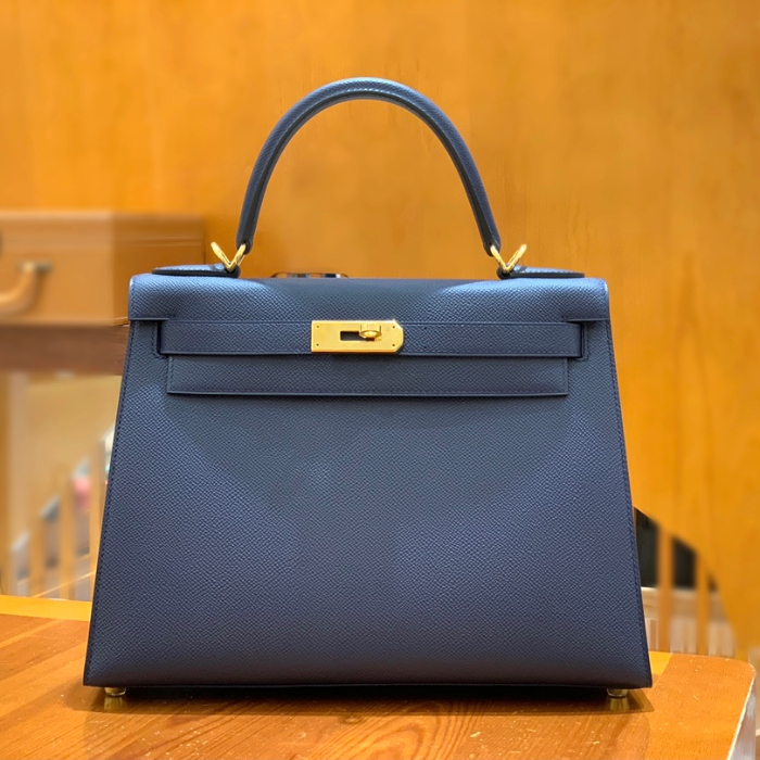 그린엘 에르메스 켈리 28 엡송 사파이어 블루 골드 버클