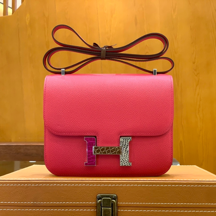 그린엘 에르메스 콘스탄스 18 엡송 얼티미트 핑크 쓰리피스 가죽 버클