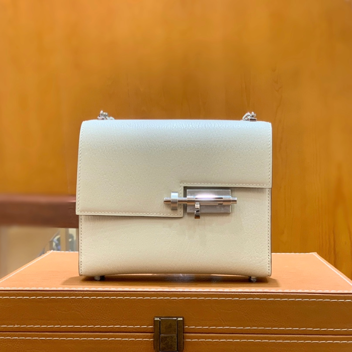 그린엘 에르메스 베루 체인 미니 백 크림 화이트 실버 버클