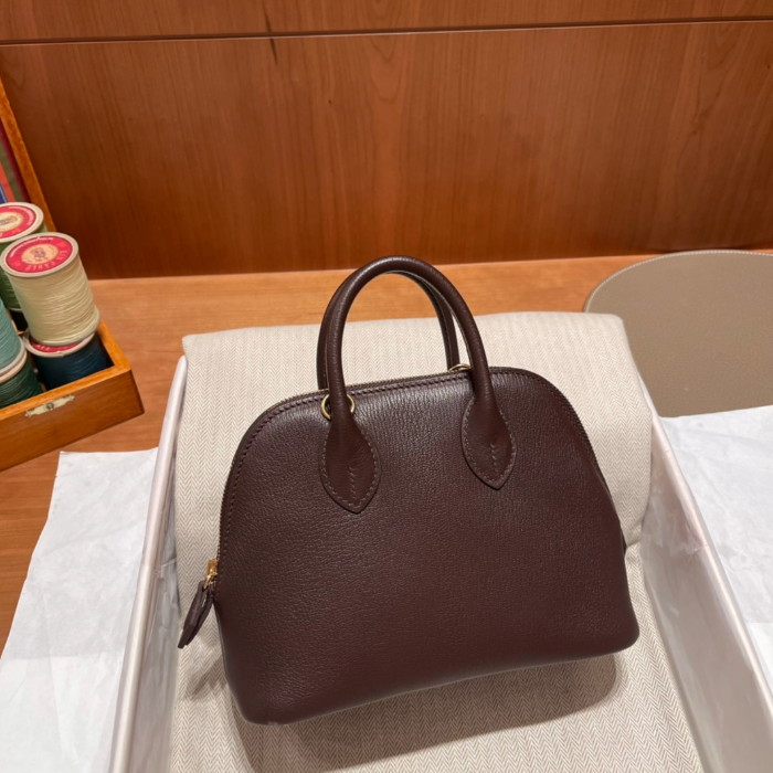 반수공 에르메스 미니 볼리드백 18 버건디 에버골드 염소가죽