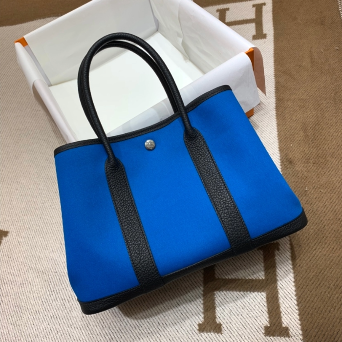 반수공 에르메스 가든파티 30 블루 캔버스 블랙 네곤다