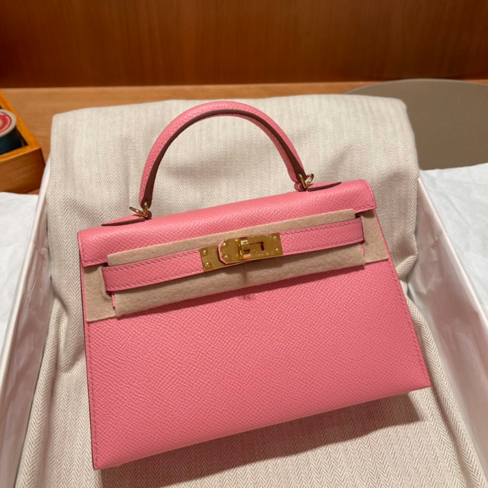 반수공 에르메스 미니 켈리백 핑크 금장 엡송