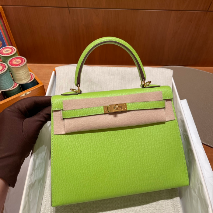 반수공 에르메스 켈리백 25 키위그린 금장 엡송