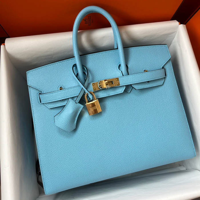 반수공 에르메스 버킨백 25 라이트블루 금장 엡송