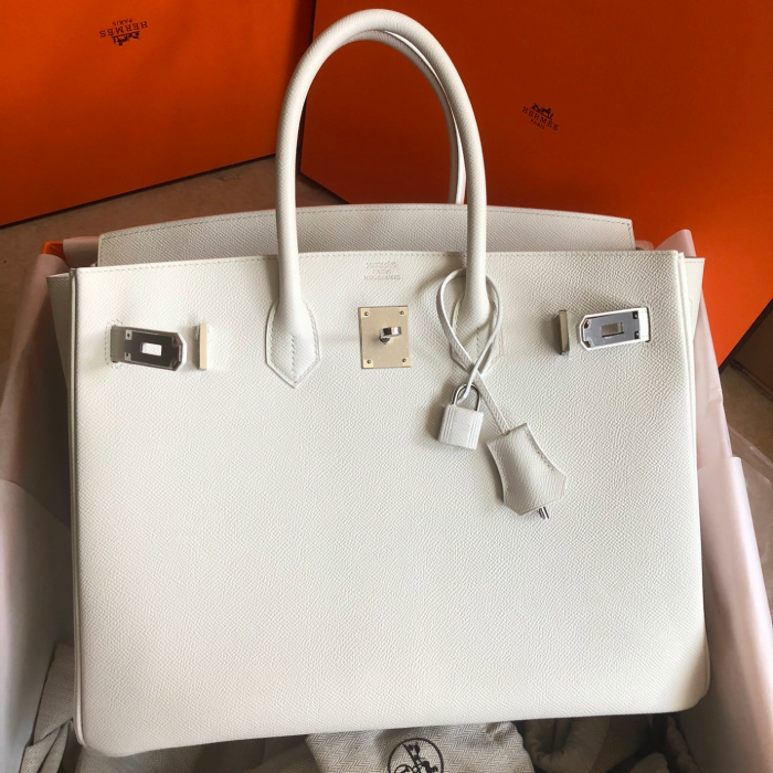반수공 에르메스 버킨백 35 화이트 은장 엡송