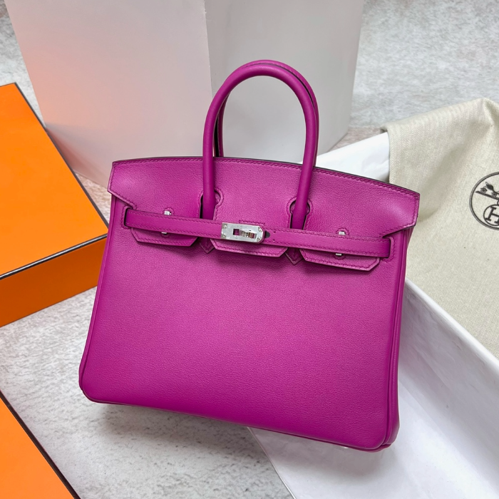 반수공 에르메스 버킨백 25 로즈퍼플 은장 스위프트가죽