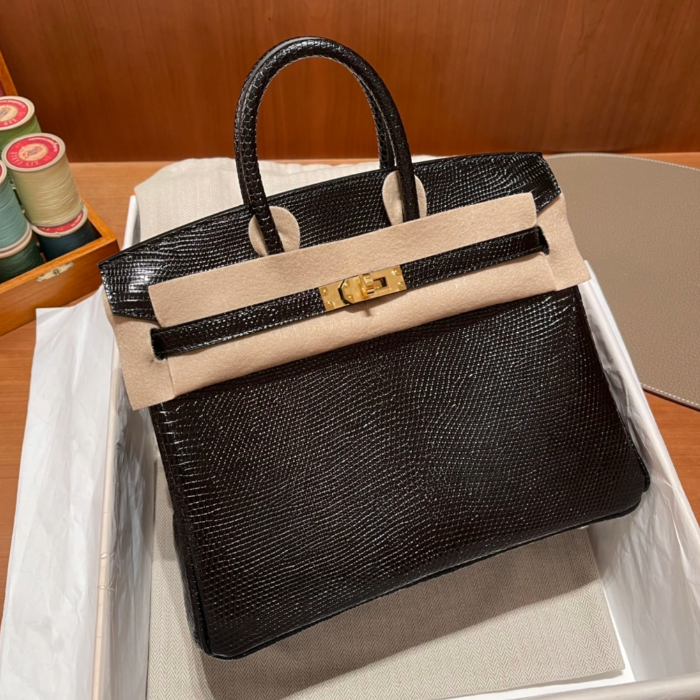 반수공 에르메스 버킨백 25 블랙 금장 리자드가죽