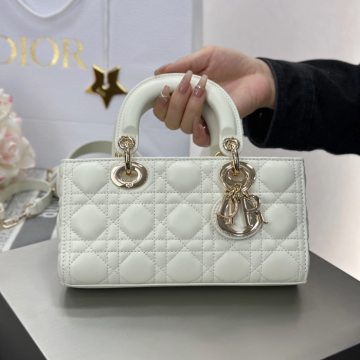 디올 Lady D-Joy 스몰 백 화이트 까나쥬 양가죽