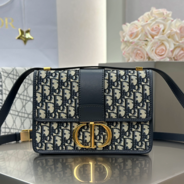 디올 30 몽테인 체인백 블루 디올 오블리크 자카드 미디엄