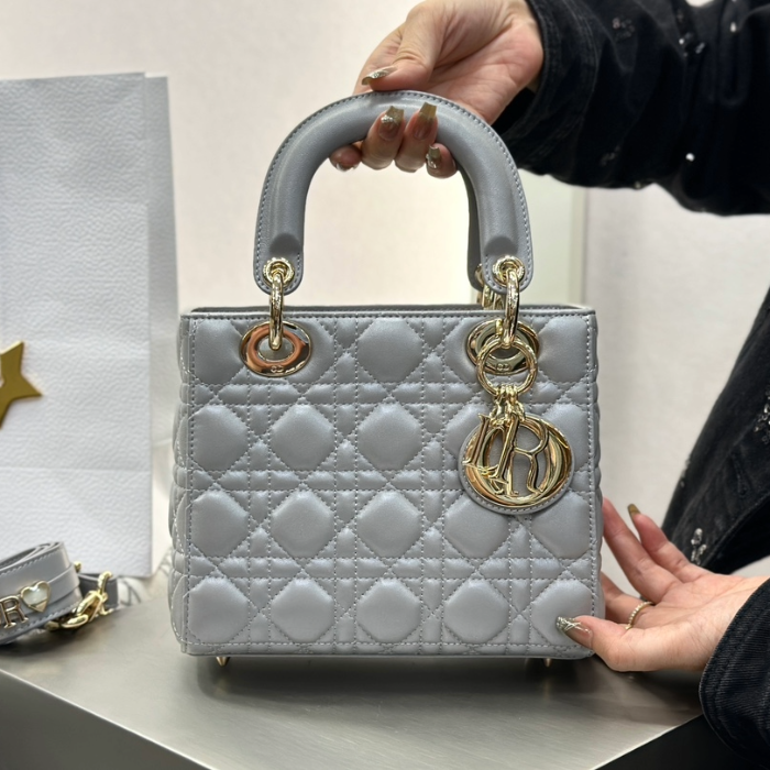 디올 레이디 디올 스몰 백 펄 그레이