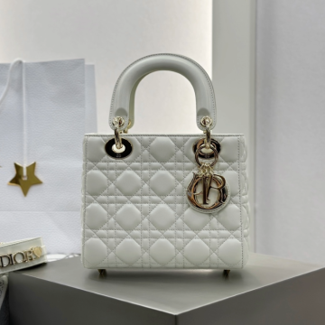 디올 레이디 디올 스몰 백 화이트 금장