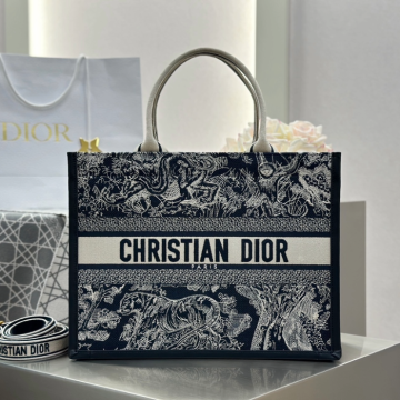 디올 미디엄 북 토트백 트왈 드 주이 리버스 자수