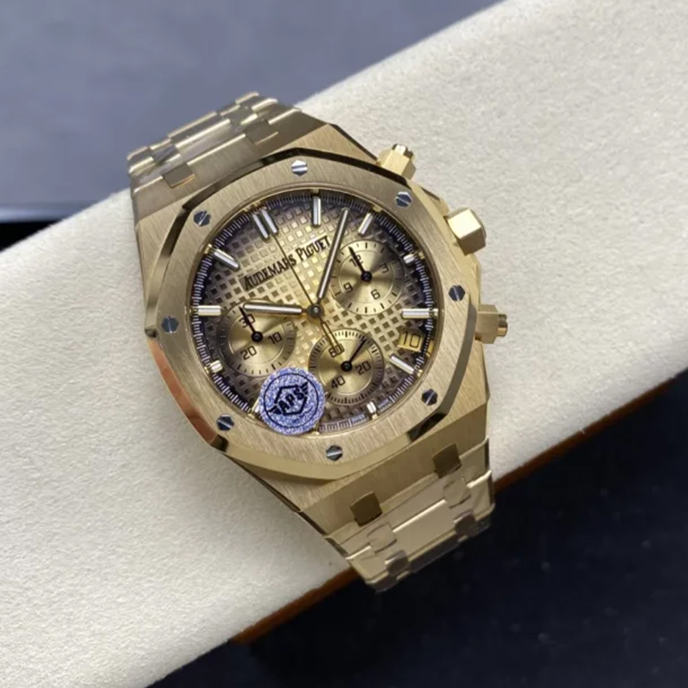 APS공장 오데마피게 로얄오크 크로노그래프 옐로우 다이얼 프로스트 골드 41mm 26240 YG