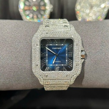 까르띠에 산토스 VVS 다이아 파베 세팅 청판 다이얼