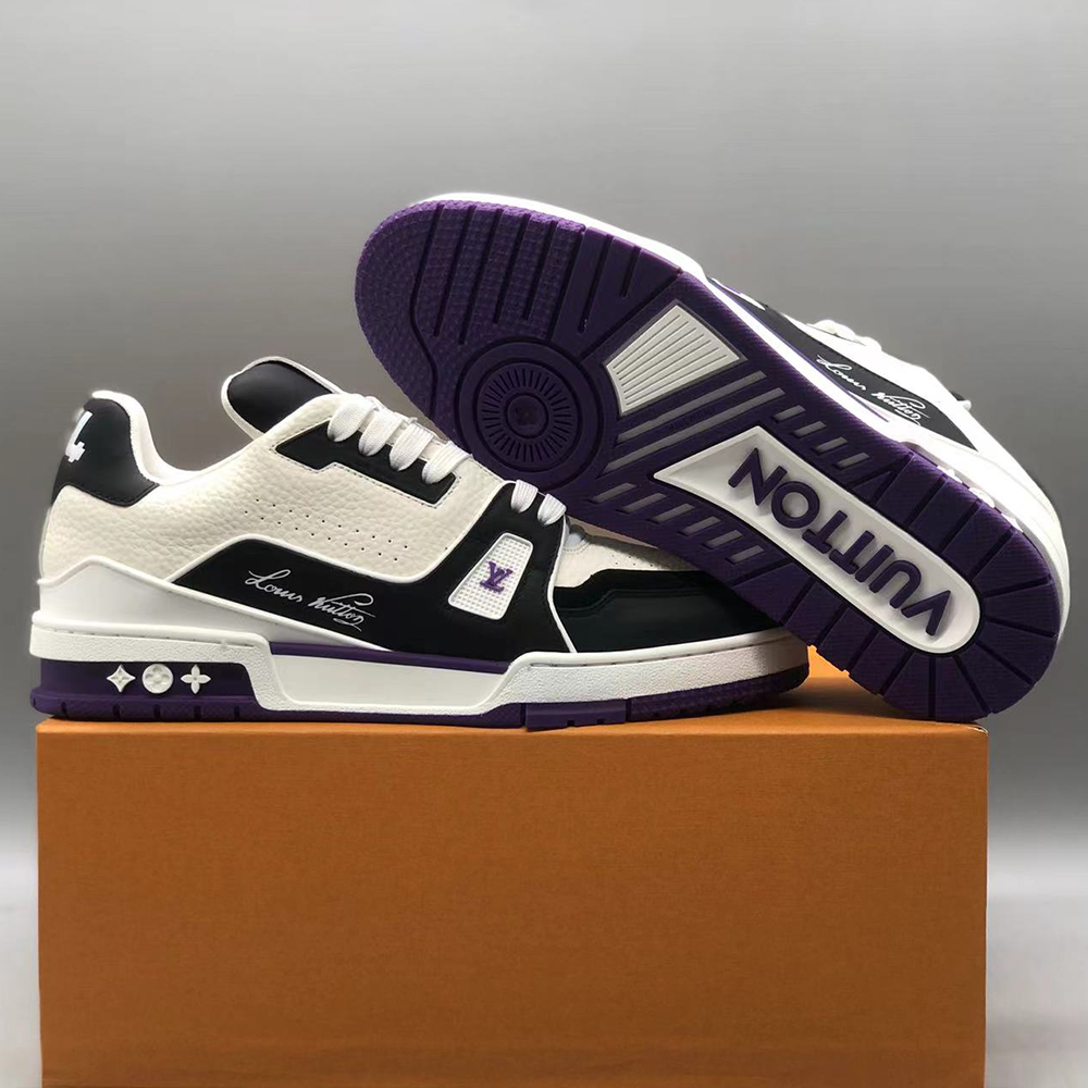 루이비통 LV 트레이너 스니커즈 모노그램 데님 블랙/화이트/퍼플