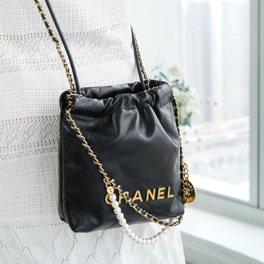 팬더샵 샤넬 펄 체인 22백 미니 블랙