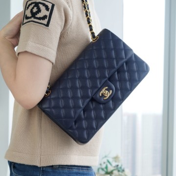 팬더샵 샤넬 클래식 플랩백 네이비 미디움 금장