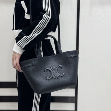 셀린느 틴 클래식 파니에 팜 리프 카프스킨 블랙