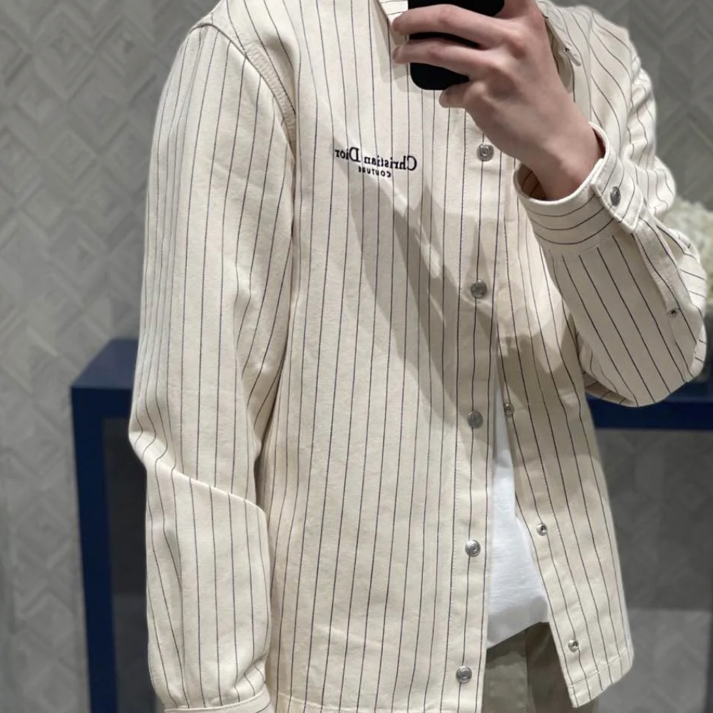 디올 앤 홀리스터 오버셔츠 화이트 코튼 데님