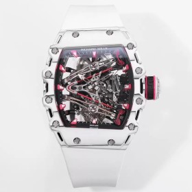 RM공장 리차드밀 수동 와인딩 투르비용 부바 왓슨 화이트 카본 케이스 화이트 러버밴드 RM38-02