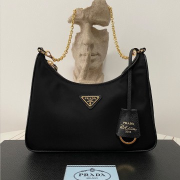 프라다 리에디션 리나일론 숄더백 블랙 금장 1BH204