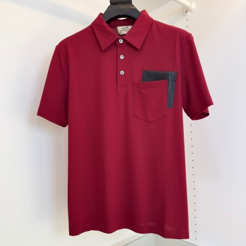 에르메스 포켓 장식 폴로 셔츠 버건디