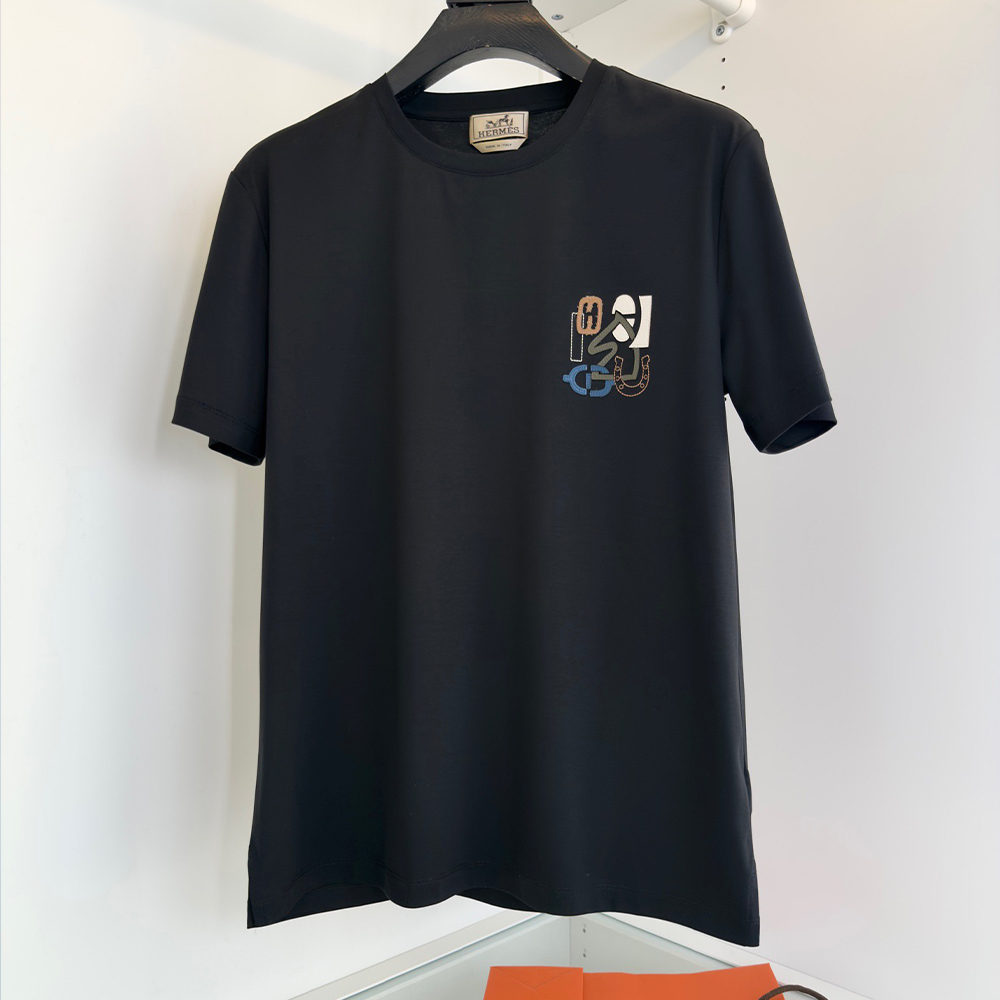 에르메스 패치 디테일 숏슬리브 티셔츠 블랙