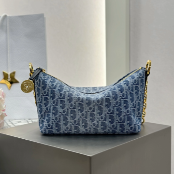 디올 스타 체인 호보백 블루 데님