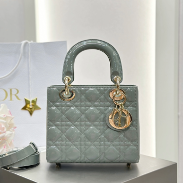 디올 스몰 레이디백 페이턴트 까나쥬 그레이