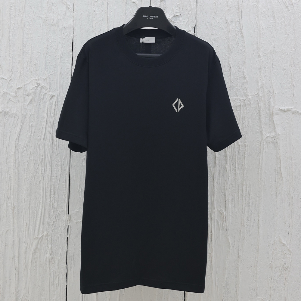 디올 다이아몬드 캐주얼 코튼 저지 티셔츠 블랙