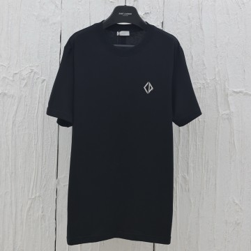 디올 다이아몬드 캐주얼 코튼 저지 티셔츠 블랙