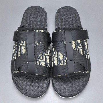 디올 알파 샌들 베이지 & 블랙 디올 오블리크 자카드