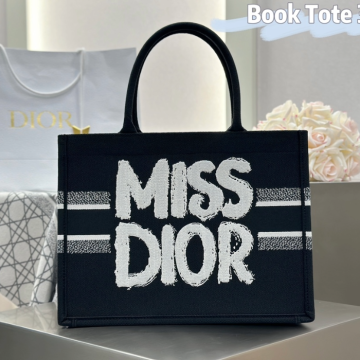 디올 미디엄 북 토트백 그래피티 블루 화이트