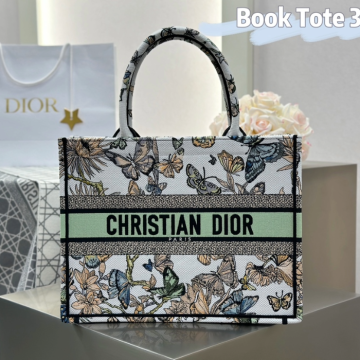 디올 미디엄 북 토트백 화이트 멀티컬러 멕시코